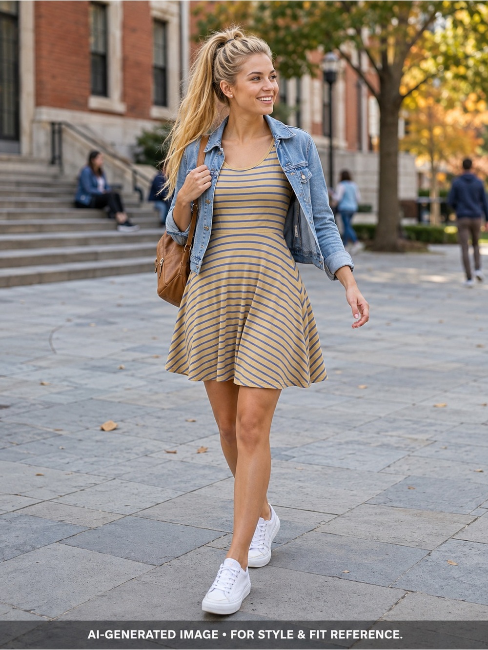 Lularoe Striped Mustard Blue Nicole Dress